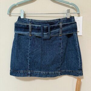 Reformation Belted Denim Mini Skirt NWT